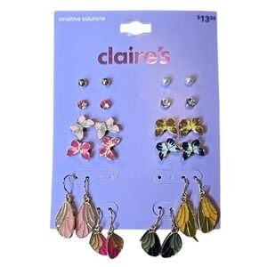 Claire's Butterfly Earrings, Pack of 12 Pairs, NEW